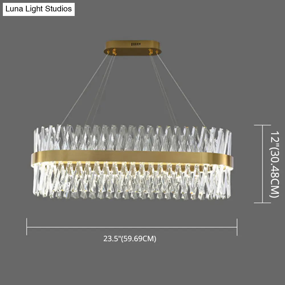 Postmodern Geometric K9 Crystal Pendant Light In Gold For Bedroom Or Island With Led