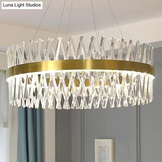 Postmodern Geometric K9 Crystal Pendant Light In Gold For Bedroom Or Island With Led