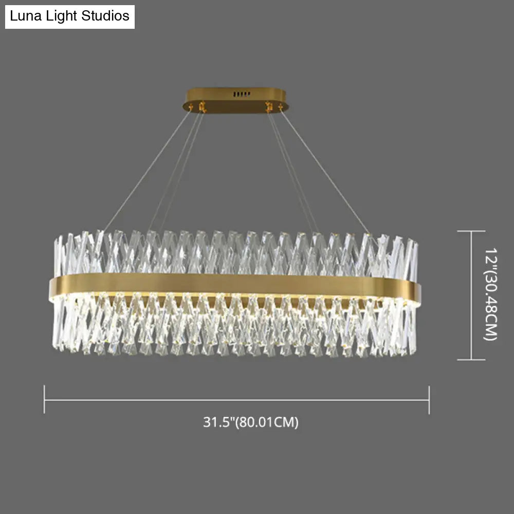 Postmodern Geometric K9 Crystal Pendant Light In Gold For Bedroom Or Island With Led