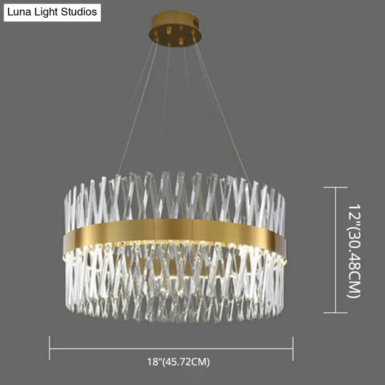 Postmodern Geometric K9 Crystal Pendant Light In Gold For Bedroom Or Island With Led