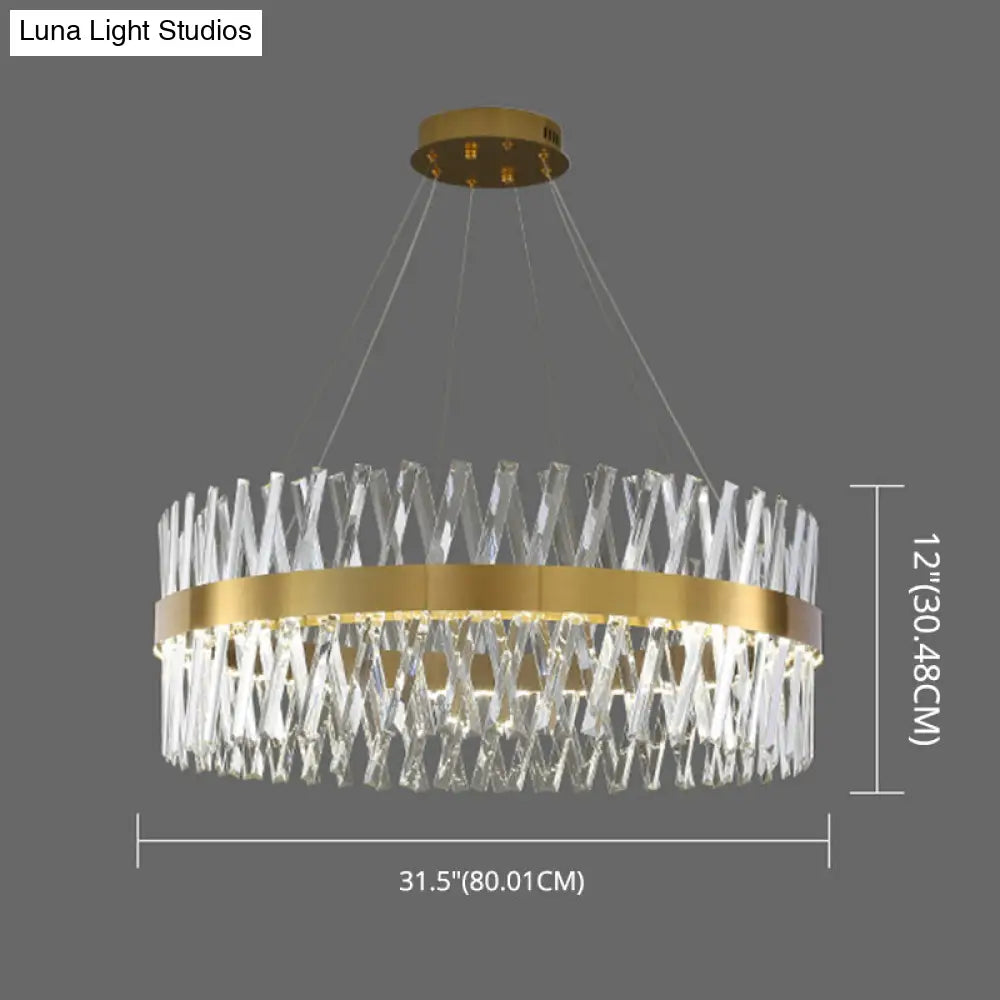 Postmodern Geometric K9 Crystal Pendant Light In Gold For Bedroom Or Island With Led