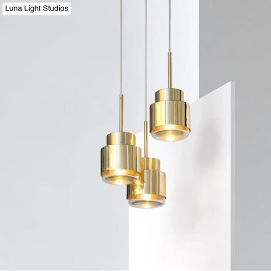 Modern Gold Geometric Ceiling Pendant Light - Single Metallic Hanging Lamp