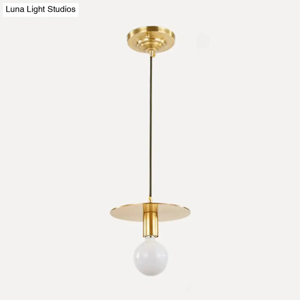 Modern Gold Geometric Ceiling Pendant Light - Single Metallic Hanging Lamp