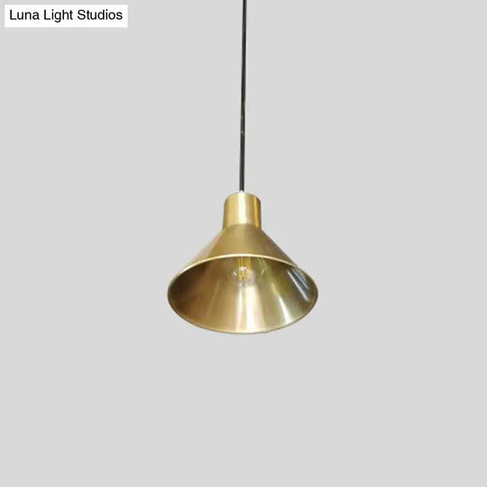 Modern Gold Geometric Ceiling Pendant Light - Single Metallic Hanging Lamp