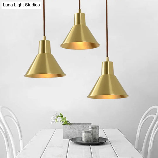 Modern Gold Geometric Ceiling Pendant Light - Single Metallic Hanging Lamp / A