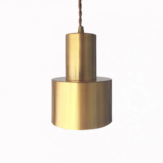 Postmodern Geometrical 1-Head Gold Pendant Ceiling Light / E