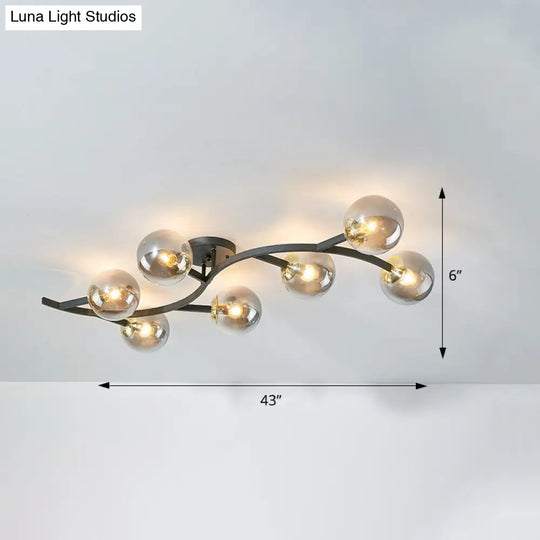 Postmodern Glass Ball Ceiling Light For Living Room - Branch Semi Flush Mount