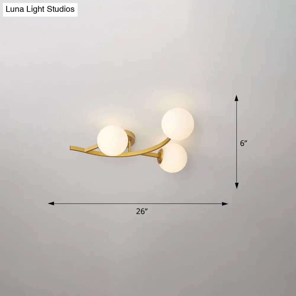 Postmodern Glass Ball Ceiling Light For Living Room - Branch Semi Flush Mount