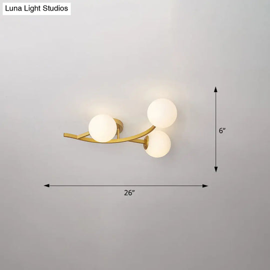 Postmodern Glass Ball Ceiling Light For Living Room - Branch Semi Flush Mount