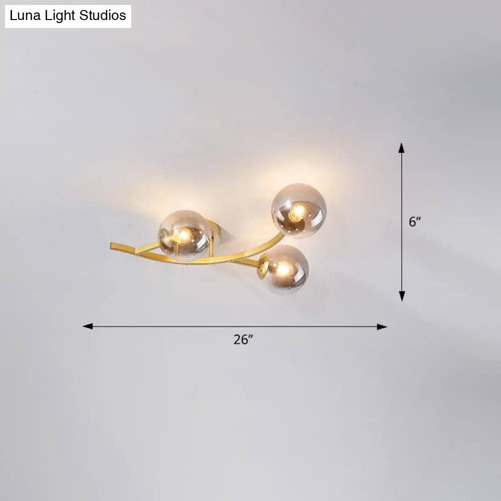 Postmodern Glass Ball Ceiling Light For Living Room - Branch Semi Flush Mount