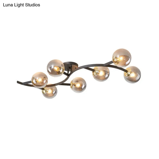 Postmodern Glass Ball Ceiling Light For Living Room - Branch Semi Flush Mount