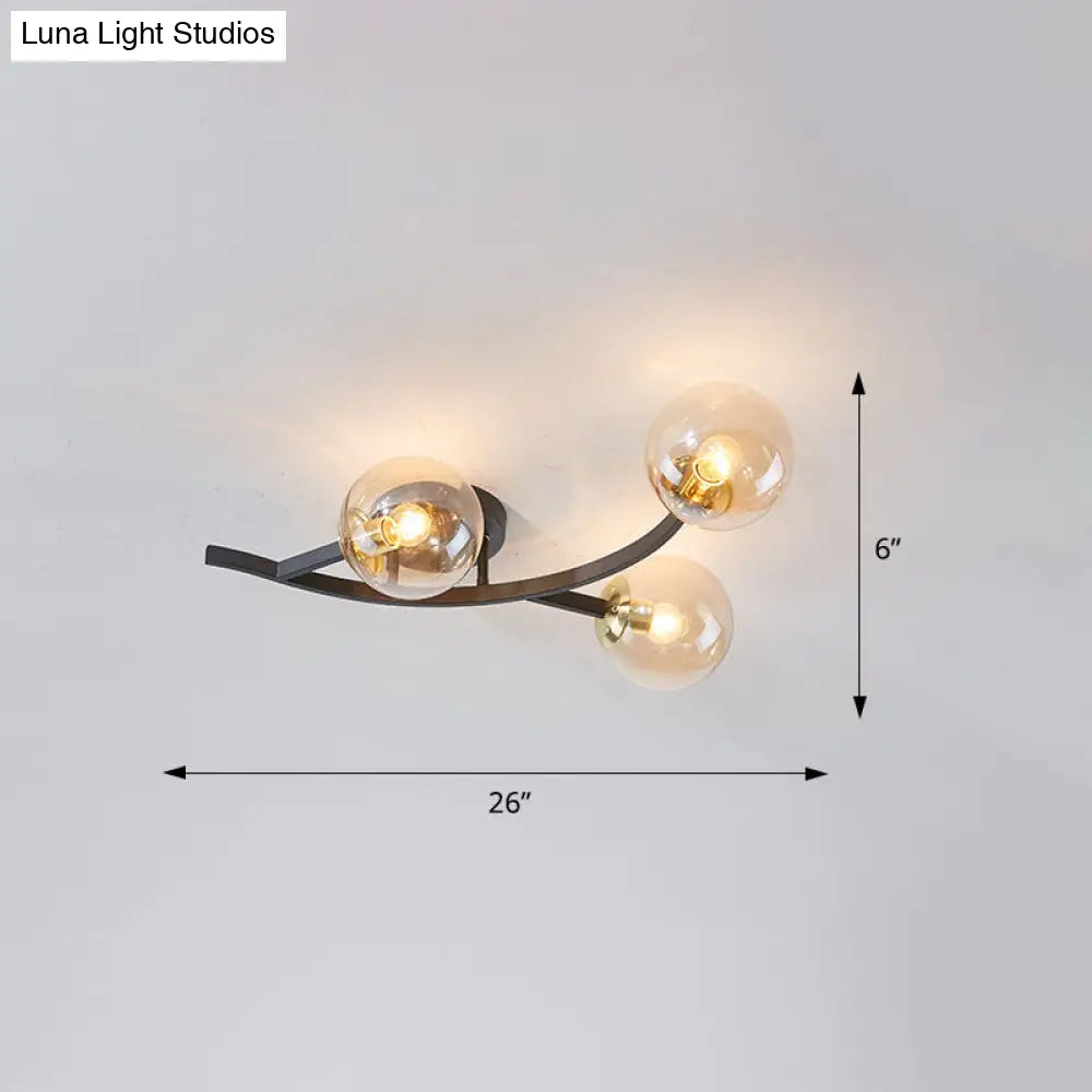 Postmodern Glass Ball Ceiling Light For Living Room - Branch Semi Flush Mount