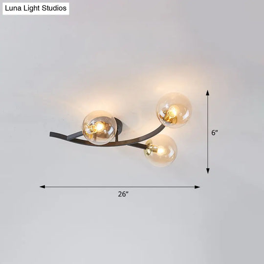 Postmodern Glass Ball Ceiling Light For Living Room - Branch Semi Flush Mount