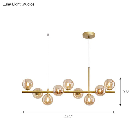 Postmodern Glass Ball Pendant Light For Kitchen - Multiple Colors & Gold/Black Finish 7/9/11 Lights