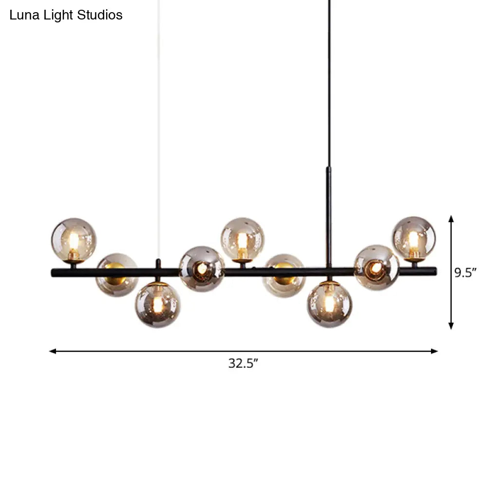 Postmodern Glass Ball Pendant Light For Kitchen - Multiple Colors & Gold/Black Finish 7/9/11 Lights