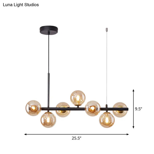 Postmodern Glass Ball Pendant Light For Kitchen - Multiple Colors & Gold/Black Finish 7/9/11 Lights