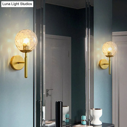 Postmodern Glass Ball Wall Light For Bedroom - Single Bulb Sconce Kit