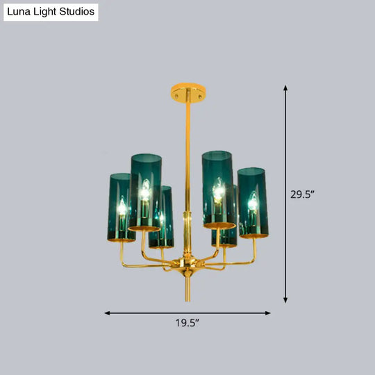 Glass Brass Finish Chandelier Light For Modern Living Room 6 / Blue