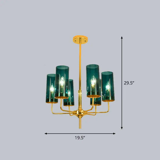 Postmodern Glass Brass Finish Chandelier For Living Room 6 / Blue