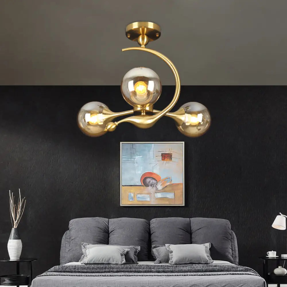 Postmodern Glass Chandelier With Brass Finish Ideal For Living Room – Stylish Suspension Lamp 3 /