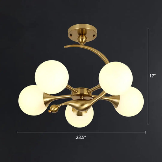 Postmodern Glass Chandelier With Brass Finish Ideal For Living Room – Stylish Suspension Lamp 5 /