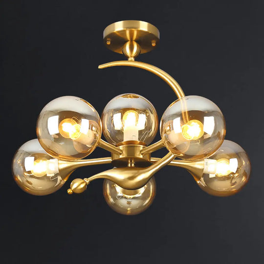 Postmodern Glass Chandelier With Brass Finish Ideal For Living Room – Stylish Suspension Lamp 6 /