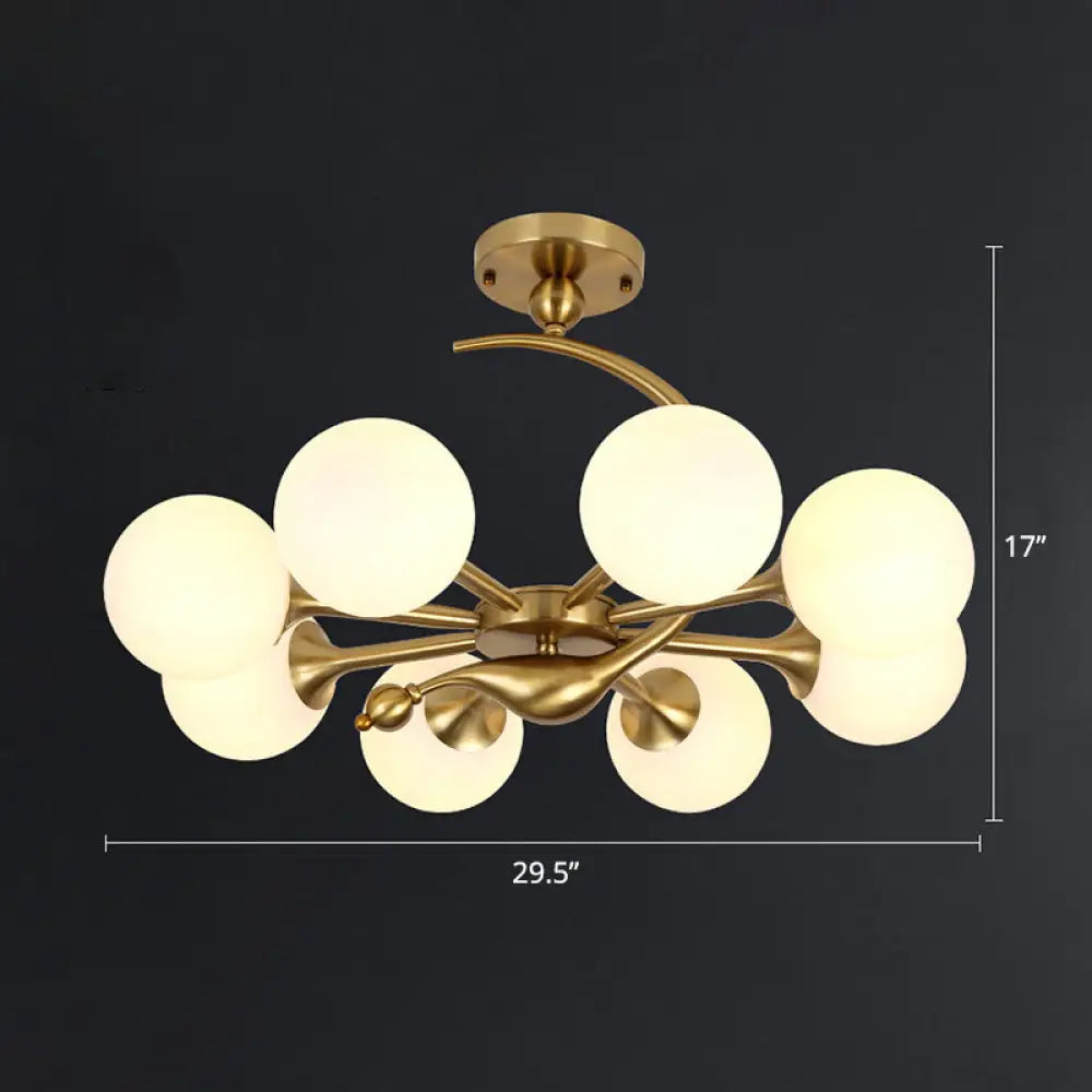 Postmodern Glass Chandelier With Brass Finish Ideal For Living Room – Stylish Suspension Lamp 8 /