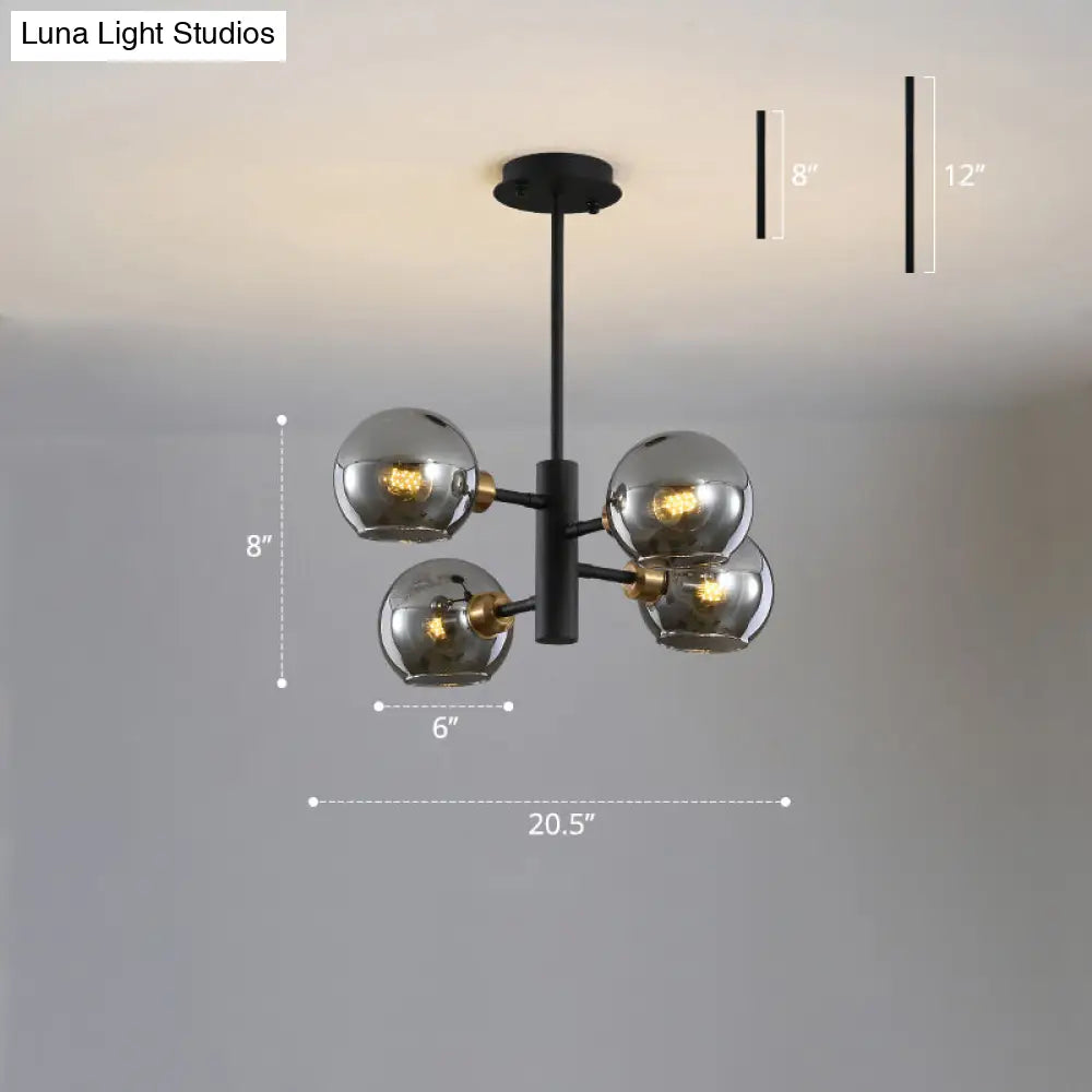 Modern Glass Dining Room Chandelier - Domed Hanging Lamp