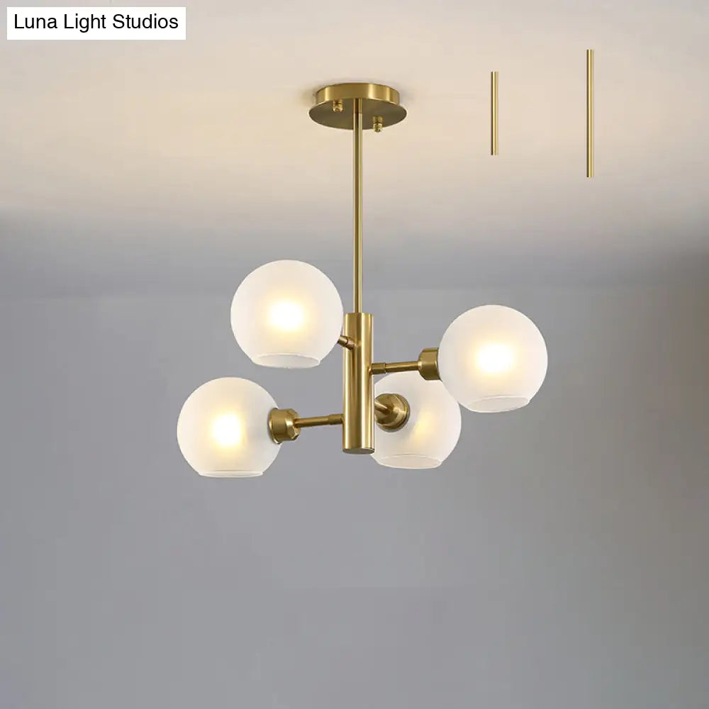 Modern Glass Dining Room Chandelier - Domed Hanging Lamp 4 / Gold Milk White