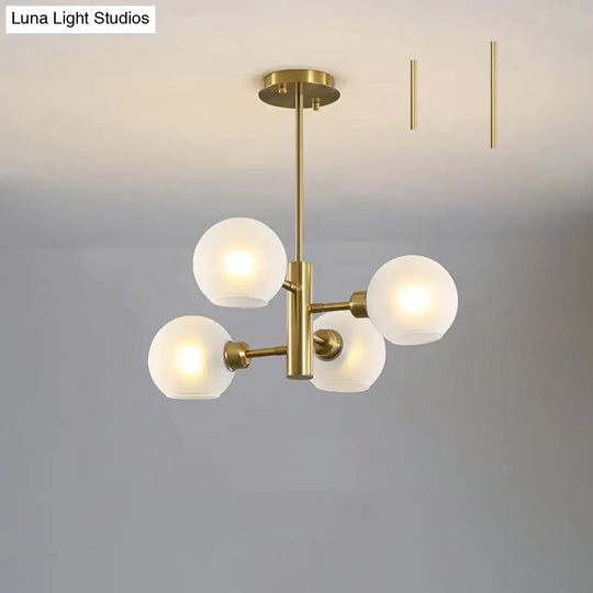 Modern Glass Dining Room Chandelier - Domed Hanging Lamp 4 / Gold Milk White