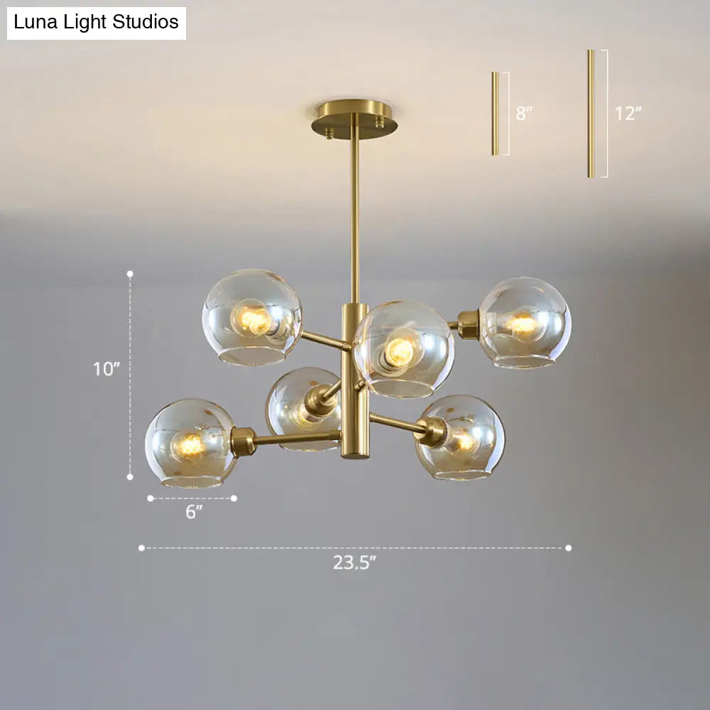 Modern Glass Dining Room Chandelier - Domed Hanging Lamp