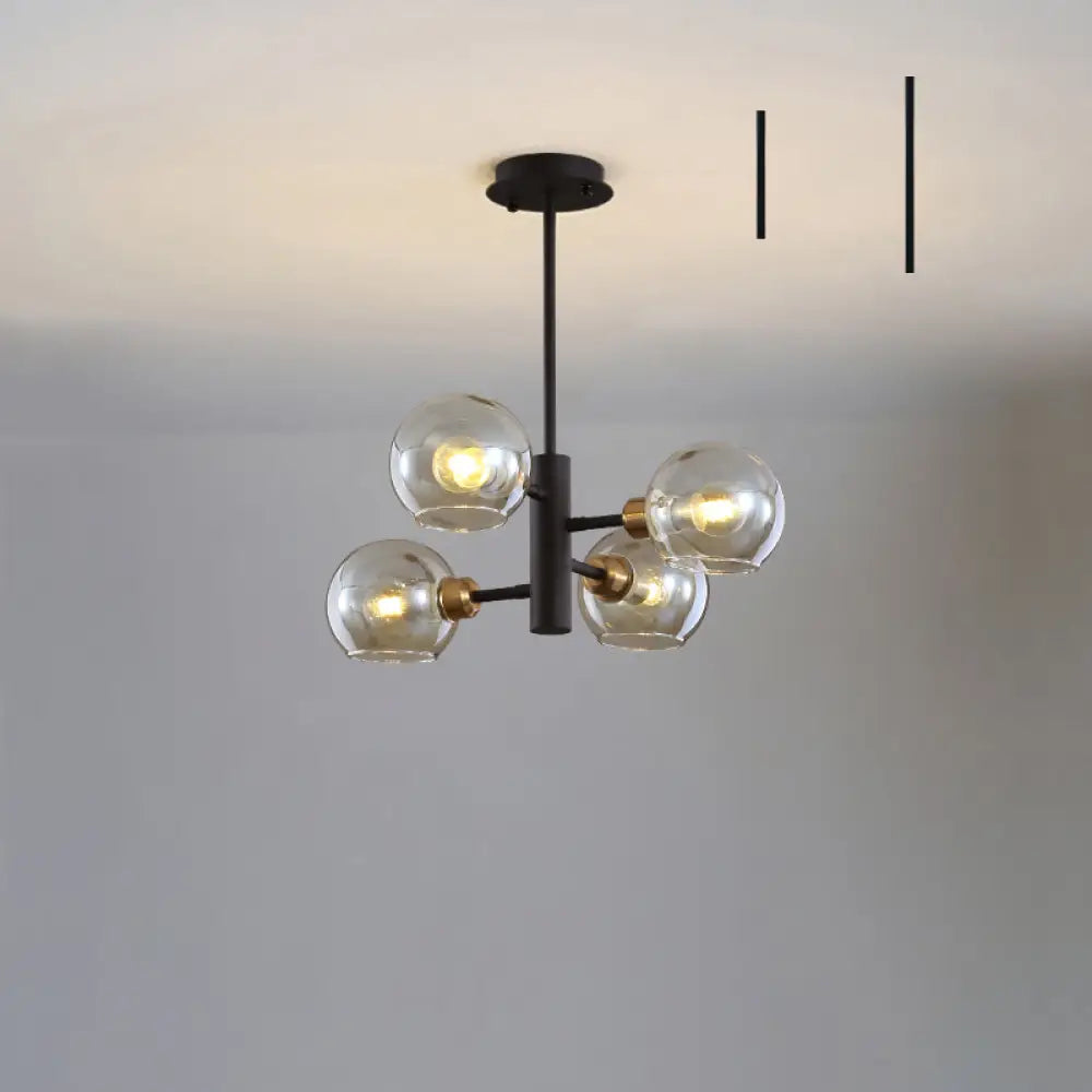 Postmodern Glass Dome Hanging Lamp - Stylish Dining Room Chandelier 4 / Black Cognac