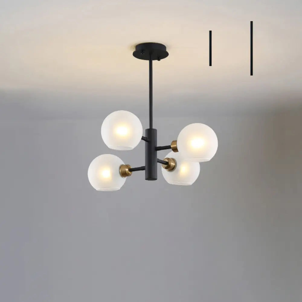 Postmodern Glass Dome Hanging Lamp - Stylish Dining Room Chandelier 4 / Black Milk White