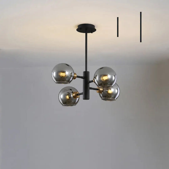 Postmodern Glass Dome Hanging Lamp - Stylish Dining Room Chandelier 4 / Black Smoke Grey