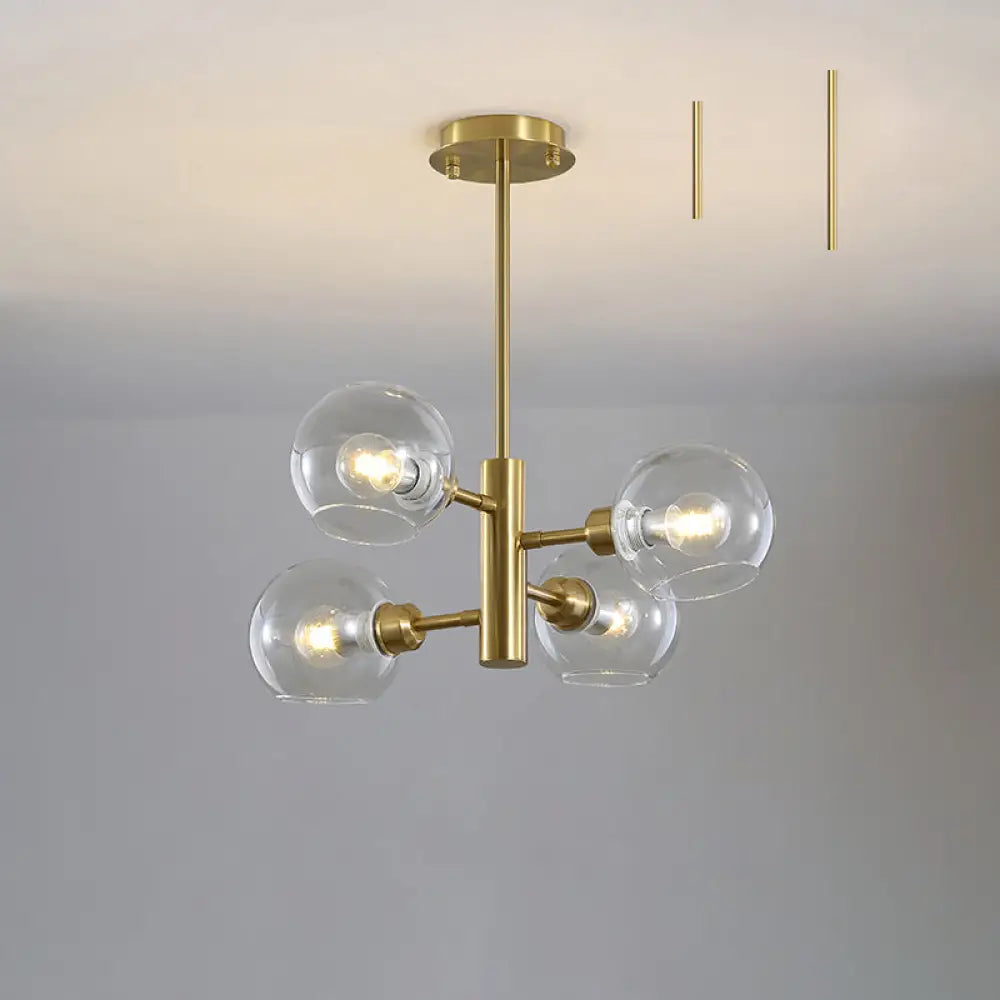 Postmodern Glass Dome Hanging Lamp - Stylish Dining Room Chandelier 4 / Gold Clear