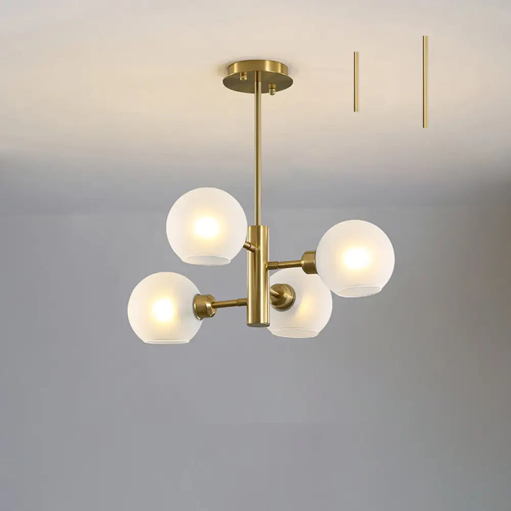 Postmodern Glass Dome Hanging Lamp - Stylish Dining Room Chandelier 4 / Gold Milk White