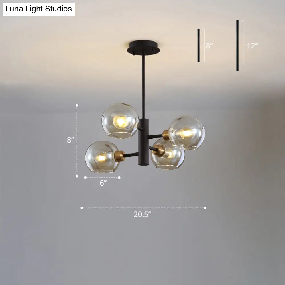 Modern Glass Dining Room Chandelier - Domed Hanging Lamp