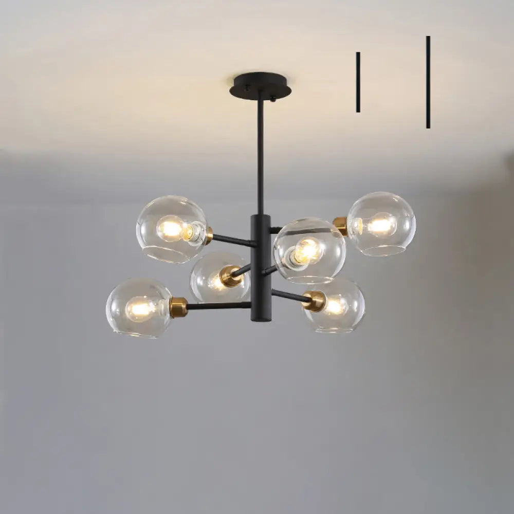 Postmodern Glass Dome Hanging Lamp - Stylish Dining Room Chandelier 6 / Black Clear