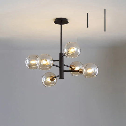 Postmodern Glass Dome Hanging Lamp - Stylish Dining Room Chandelier 6 / Black Cognac