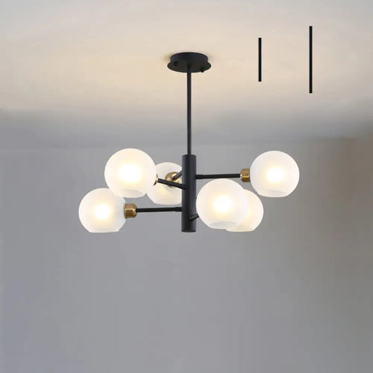 Postmodern Glass Dome Hanging Lamp - Stylish Dining Room Chandelier 6 / Black Milk White