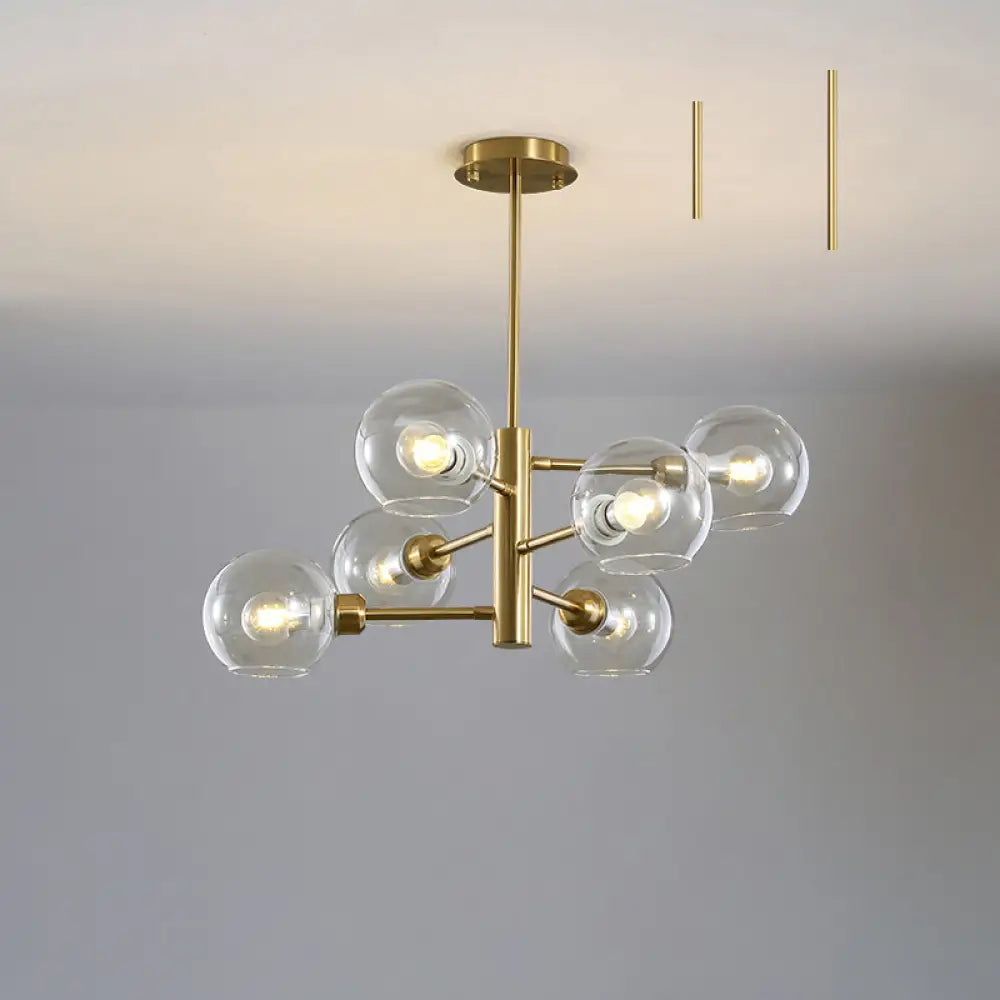 Postmodern Glass Dome Hanging Lamp - Stylish Dining Room Chandelier 6 / Gold Clear