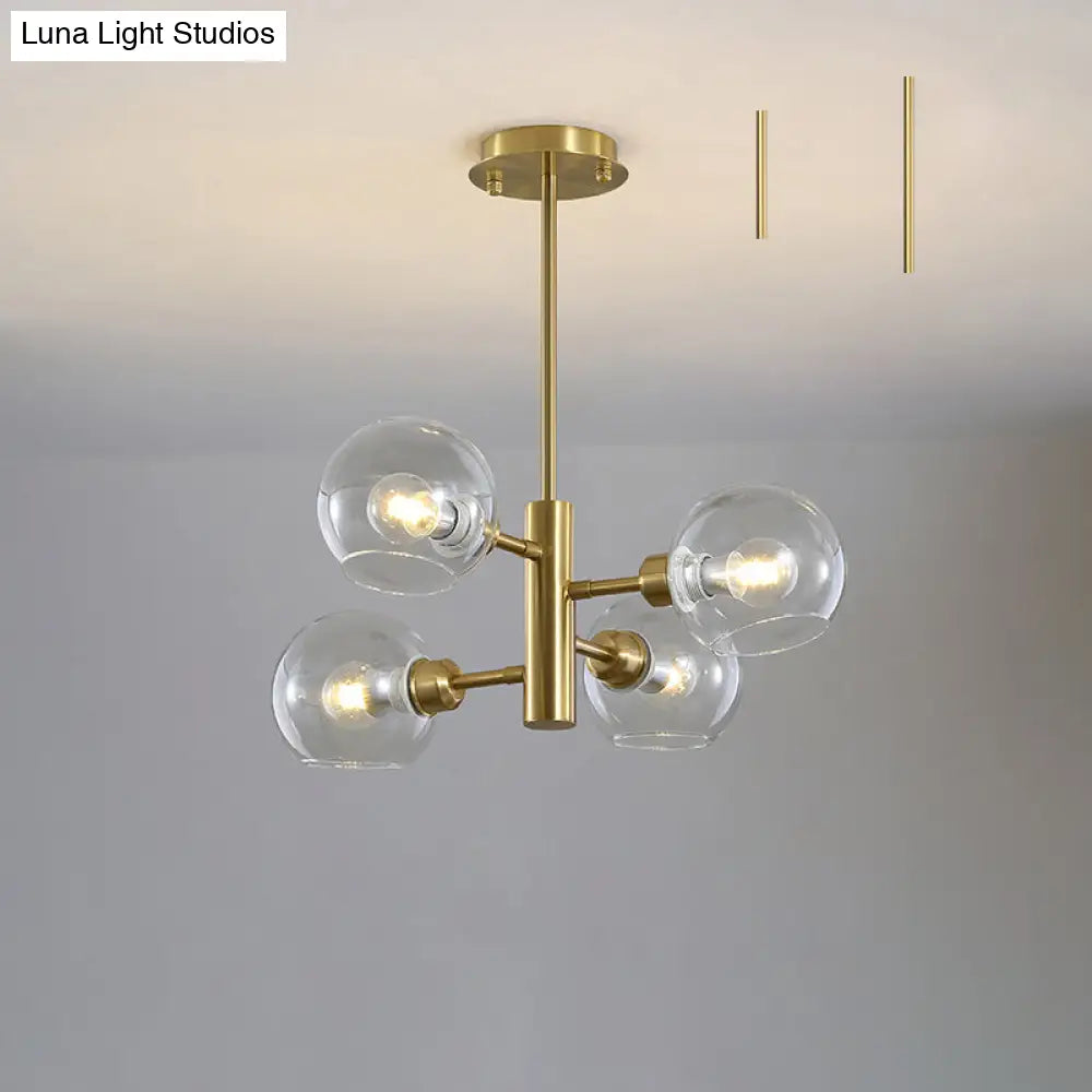 Modern Glass Dining Room Chandelier - Domed Hanging Lamp 4 / Gold Clear