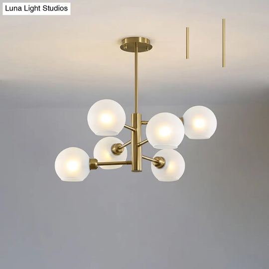 Modern Glass Dining Room Chandelier - Domed Hanging Lamp 6 / Gold Milk White