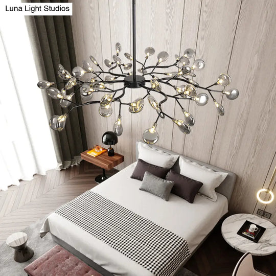 Postmodern Glass Firefly Chandelier: Stylish Ceiling Lamp For Living Room