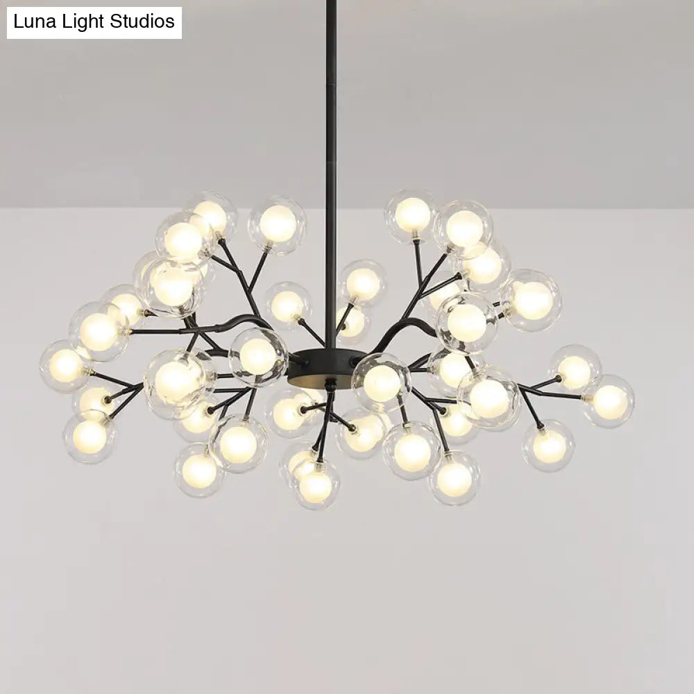 Firefly Chandelier: Modern Glass Ceiling Lamp For Living Room 30 / Black White