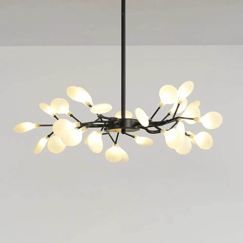 Postmodern Glass Firefly Chandelier: Stylish Ceiling Lamp For Living Room 30 / Black Milk White