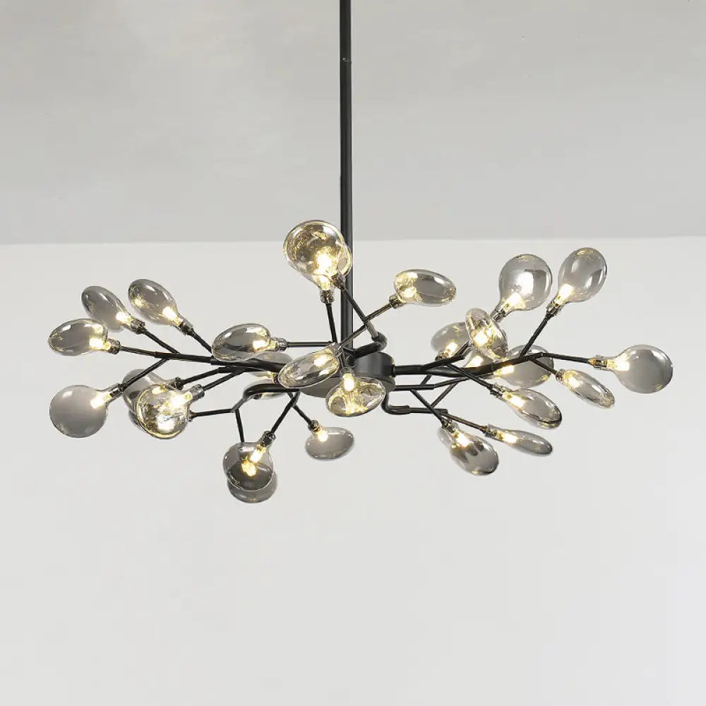 Postmodern Glass Firefly Chandelier: Stylish Ceiling Lamp For Living Room 30 / Black Smoke Grey