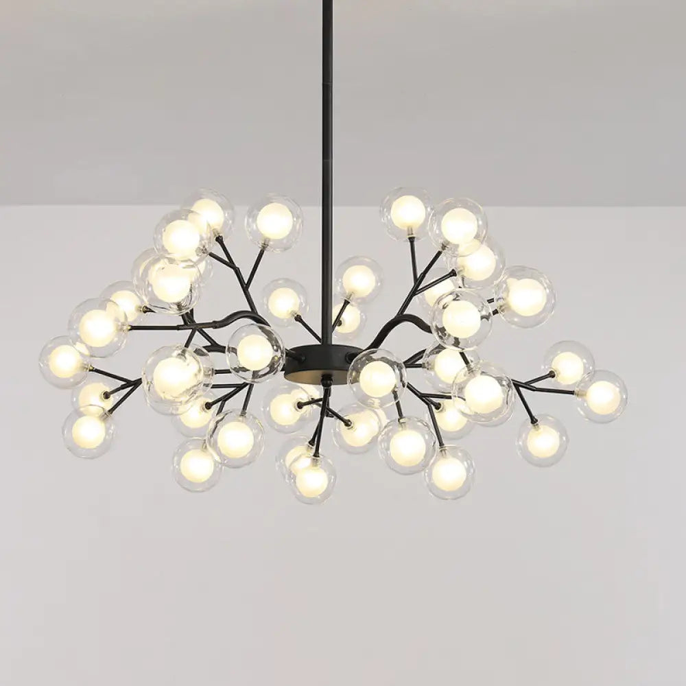 Postmodern Glass Firefly Chandelier: Stylish Ceiling Lamp For Living Room 30 / Black White