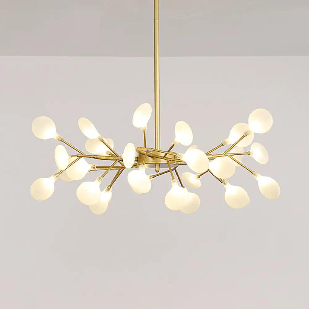 Postmodern Glass Firefly Chandelier: Stylish Ceiling Lamp For Living Room 30 / Gold Milk White