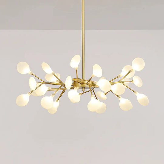 Postmodern Glass Firefly Chandelier: Stylish Ceiling Lamp For Living Room 30 / Gold Milk White